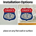 thumbnail image 3 of Chuck's Workshop (5 Pack) 6 inch X 6 inch Shield Shaped Heavy Duty 3.2 mil Vinyl Decals Weather Resistant, UV Protected To last, Gift for Dads and Uncles Classic Americana Crafted in, 3 of 6