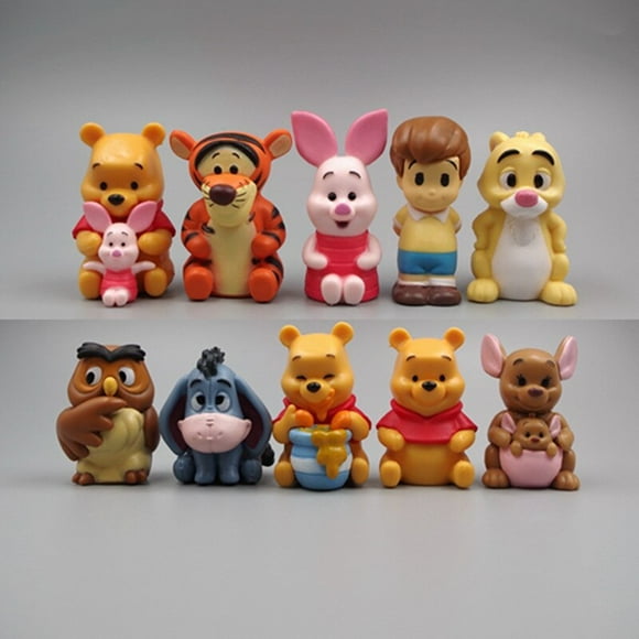 10Pcs/Set Disney Cartoon Winnie the Pooh Pooh Bear Tigger Eeyore Piglet Action Figure Dolls Toy Gifts for Kids