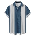 thumbnail image 5 of Hfnxid Mens Summer Button Down Shirt Big and Tall Short Sleeve Shirts Color Block Work Tshirt Summer Cuba Beach Tee, 5 of 7