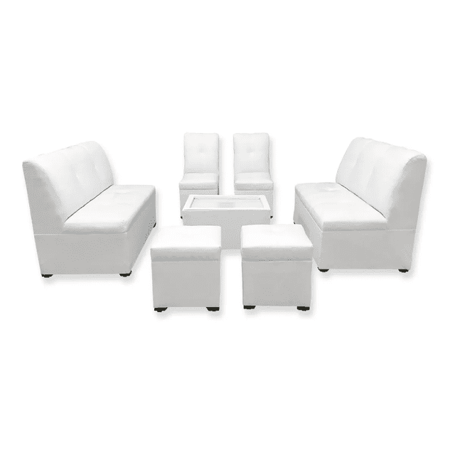 Sala Lounge Lisa Blanca Minimalista Moderna Sillones Puff Dimobeler Lisa