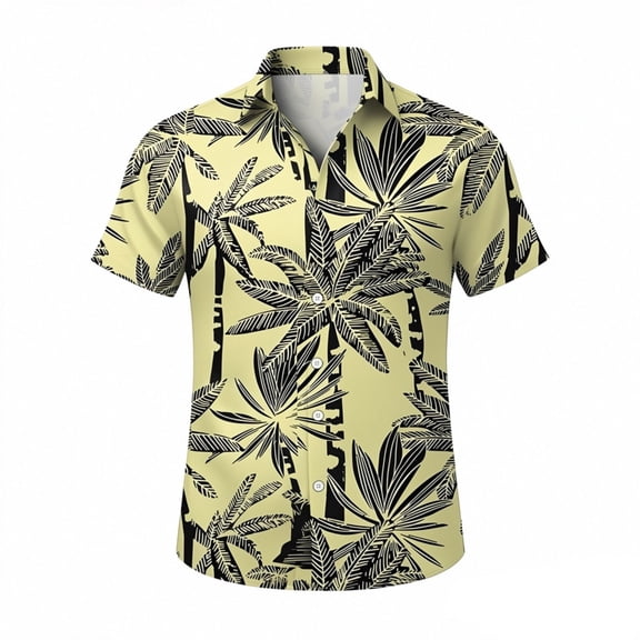 IWRICH Men's Hawaiian Shirt Short Sleeve Button down Shirts Casual Tropical Floral Printed Summer Holiday Shirts 02-Yellow XL