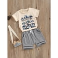 thumbnail image 5 of Aojekbee Little Boy Summer Outfit Tractor Print Short Sleeves Tops with Solid Color Shorts 2 Pcs Clothes, 5 of 10