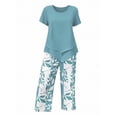 thumbnail image 5 of Enjoytime Two Piece Sets for Women Summer Short Sleeve Tops and Print Capri Pants Lounge Set Summer Vacation Travel Outfits, 5 of 6