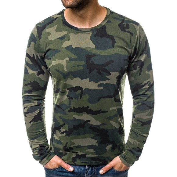 TIHLMK Fashion Men's Casual Slim Camouflage Printed Long Sleeve T Shirt Top Blouse