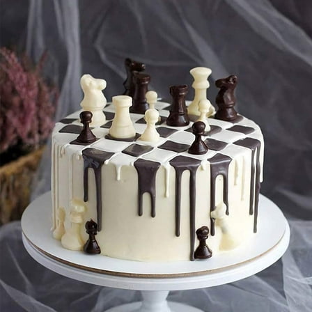 Kitandove 6Pcs Set Silicone Chess Fondant Mold Rosy Color Baking Tool for Cake Chocolate Making 2.75X1.18X0.55in