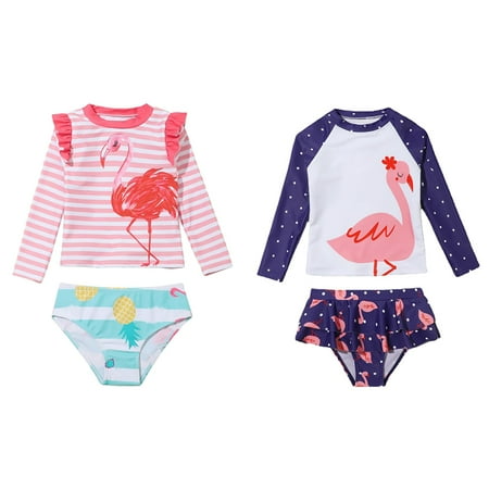 

GYRATEDREAM Girls Long Sleeve Rashguard UPF 50+ Two Piece Swimsuit Set 2-10 Years