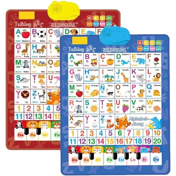 Bilingual Talking Wall Chart for Kids,English and Spanish Wall Chart for Kids,Talking English Learning Board for Children 3
