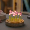 thumbnail image 5 of Luz de ambiente de escritorio con luz nocturna de cristal de tulipán con cubierta de cristal de 9 flores de cuatro colores, 5 of 5