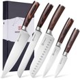 thumbnail image 1 of KEEMAKE Chef Knife Set Kitchen Knives - Professional Japanese Kitchen Knife Set of 5 - Razor Sharp Chopping Cooking Meat Cutting Knife, 1 of 6