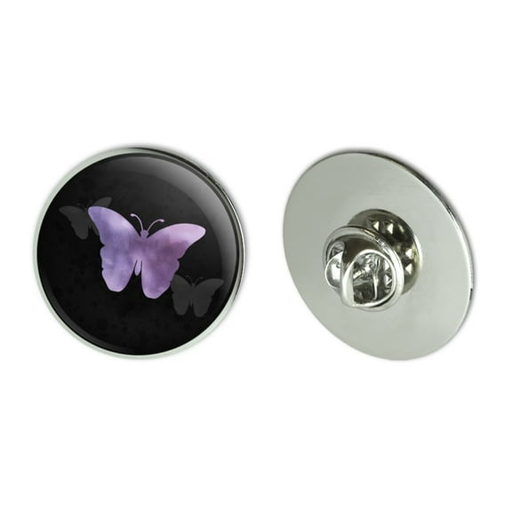 Purple Butterfly Watercolor Silhouette Metal 1.1" Tie Tack Hat Lapel Pin Pinback
