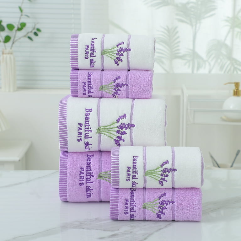 HALLEY Decorative Hand Towels Set, 4 Pack - Turkish Towel Set with Floral  Pattern, Highly Absorbent & Fade Resistant Fabric, 100% Cotton - Purple 