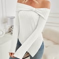 thumbnail image 5 of Wancir Women Sexy Off-Shoulder Cropped Top Square Neck Cutout Long Sleeve Fall Sweater Y2k Going Out Blouse Ribbed Tops, 5 of 7