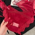 thumbnail image 6 of Ankishi Satin String Bikini Panties Lace Trim Sexy Lingerie Underwear String Bikini Panties for Valentine's Day Dating, 6 of 7