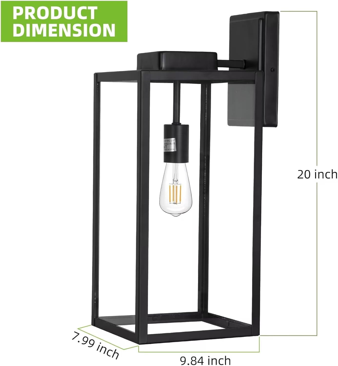 Extra Large Outdoor Wall Lantern,20 Inch Outdoor Wall Lights, Exterior Waterproof Wall Sconce, Anti-Rust Wall Mounted Lighting with Glass Shade, Matte Black Wall Lamp with E26 Socket for Porch