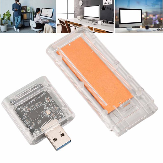 Carcasa externa SSD M2 a USB30 ANGGREK dorada transparente con disipación de calor