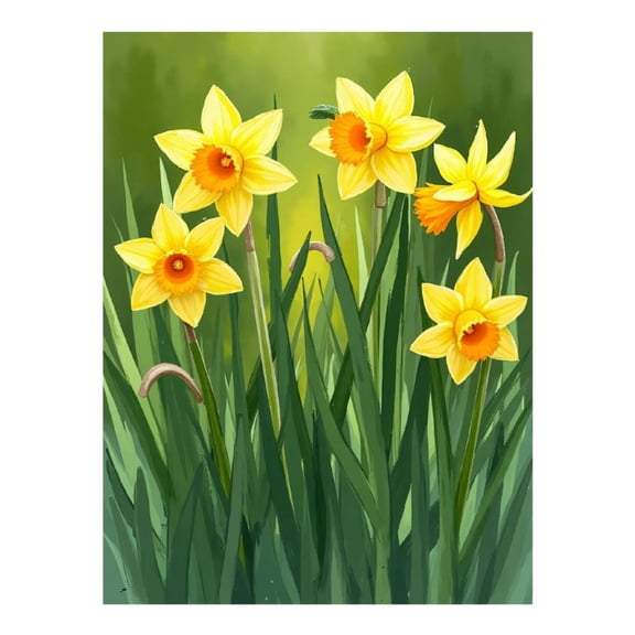 Diamond Art Kit for Adults, Painted Classic Daffodil Print No.8 Diamond Painting for Adults Beginners, 5D DIY Diamond Art Painting Kits, Colorful Diamond Painting Craft for Home Decor 12x16