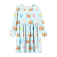 thumbnail image 4 of Xdegoge Happy Easter Dress for Kids Girls Cute Bunny Egg Basket Printed Tween Sundress Knee Length A Line Long Sleeve Spring Holiday Festival Outfit Casual School Party Wear for Teen, 4 of 7