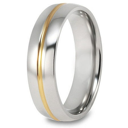 West Coast Jewelry Men's Titanium 14k Goldplated Grooved Polished Ring