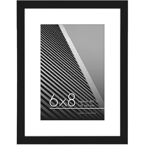 Americanflat 6x8 Picture Frame in Black Displays 4x6 With Mat and 6x8