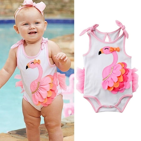 

Newborn Baby Girls Flamingo Romper Adjustable Shoulder Strap Bodysuit Outfit Clothes
