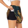 thumbnail image 1 of Balery Leopard Reading Tarot Cards Pantalones cortos deportivos para mujer con forro y dos bolsillos, elásticos, para entrenamiento, gimnasio, yoga-Large, 1 of 7