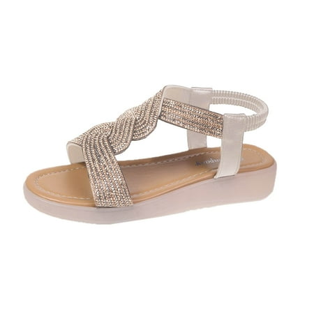 

Qufokar Snow Boots for Women Size 7 Comfy Sandals for Women Heels Flats Shoes Women Sandals Comfort With Elastic Strap Casual Bohemian Beach Shoes Slip On Rhinestone Sandals Women Flats Open Toe