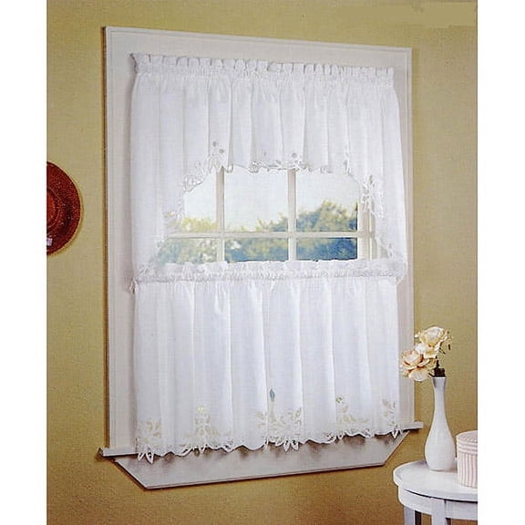 CHF & You Batternburg Rod Pocket Swag Kitchen Curtains Set of 2 or Valance