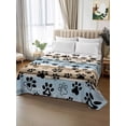 thumbnail image 2 of Blue Dog Paw Print California King Size Flat Sheet, Wrinkleproof & Fadeproof Cooling Flat Bed Sheet Only, Vintage Farmhouse Rustic Wooden Grain Breathable Soft Bedding Top Sheets 108 x 98 Inches, 2 of 8