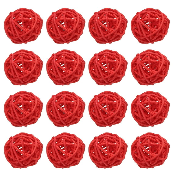 Uxcell 12 Pcs Wicker Rattan Balls 1.2 Inch Rattan Decorative Balls Vase Fillers for Wedding Party Centerpiece Bowls Home Decoration, Red