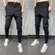 thumbnail image 3 of Pantalones ajustados de talle alto y talla grande para hombre, pantalones con trenzas para hombre, ropa informal fina vintage, ropa de vestir de primera calidad, 3 of 5