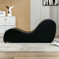 thumbnail image 3 of Mjkone Adult Faux Leather Curved Yoga Chaise Lounge, Black, 3 of 7