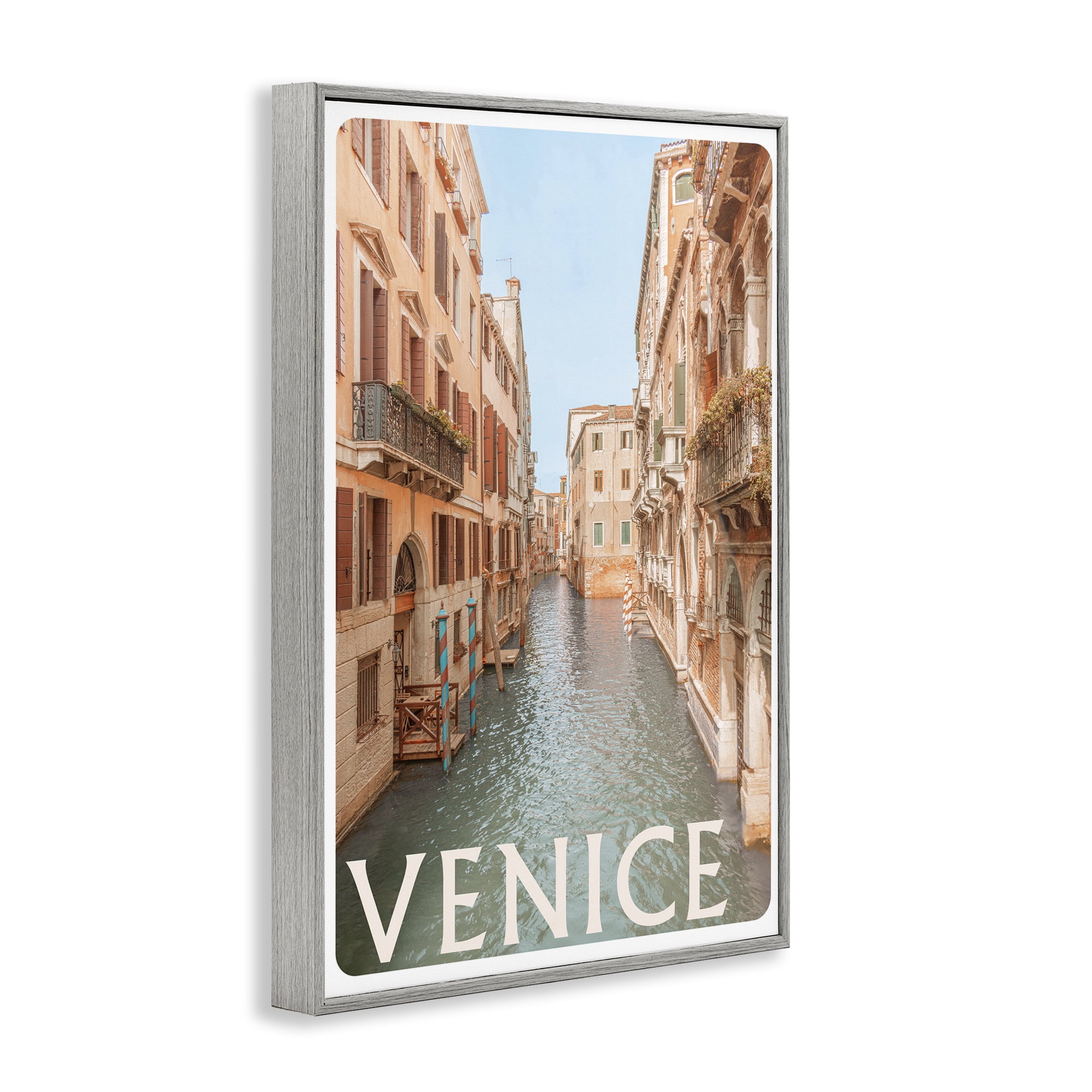 Stupell Industries Venice Canal Waterway Gray Framed Giclee Art, design by Erin Marie