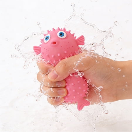PoyoKee Fidget Toys Cute Puffer Fidgets Soft Silicone Spray Water Pool Toys for Bath Stress Relief Decompression Stress Balls for Adults Pink