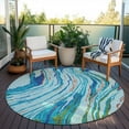 thumbnail image 6 of Addison Rugs Chantille Indoor/Outdoor Transitional Swirls Blue Washable Round Rug, 8' x 8', 6 of 6