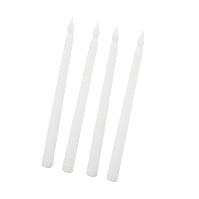 4 Pcs LED Candles Smoke Free Flameless Safe Environmentally Friendly Warm Light Electric LED Taper Candle White
