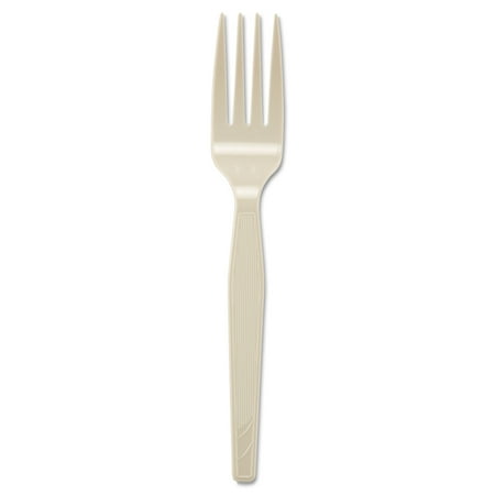 Handed Champagne Interior Pack - Dixie Dense Pack Champagne Heavy Mediumweight Polystyrene Forks, 1000 count -DXEFM117
