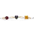 thumbnail image 2 of 925 Silver and 10K Yellow Gold Red Rhodolite Garnet Green Mystic Topaz Yellow Citrine and Lab Grown Diamond Tennis Bracelet for Women By Keren Hanan (2.15 cttw, Adjustable up To 9 inch), 2 of 4