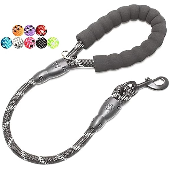Eryueer 2/4/5/6 FT Dog Leash with Comfortable Padded Handle and Highly Reflective Threads for Small Medium and Large Dogs (2FT-1/2'', Black)