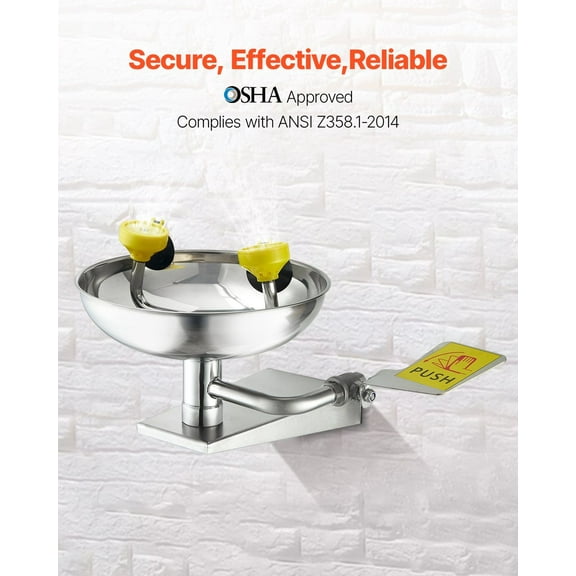 Portable Eyewash Emergency Station - Stainless Steel Wall-Mounted Eye & Face Washing Kit for First Aid