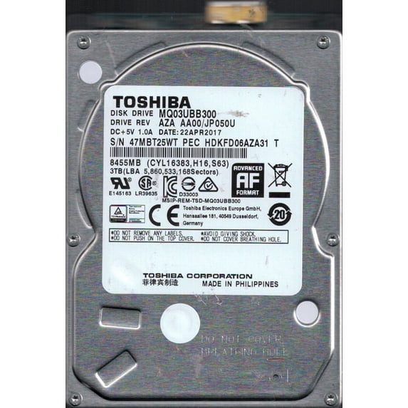 MQ03UBB300 AZA AA00/JP050U Philippines Toshiba 3TB USB 3.0