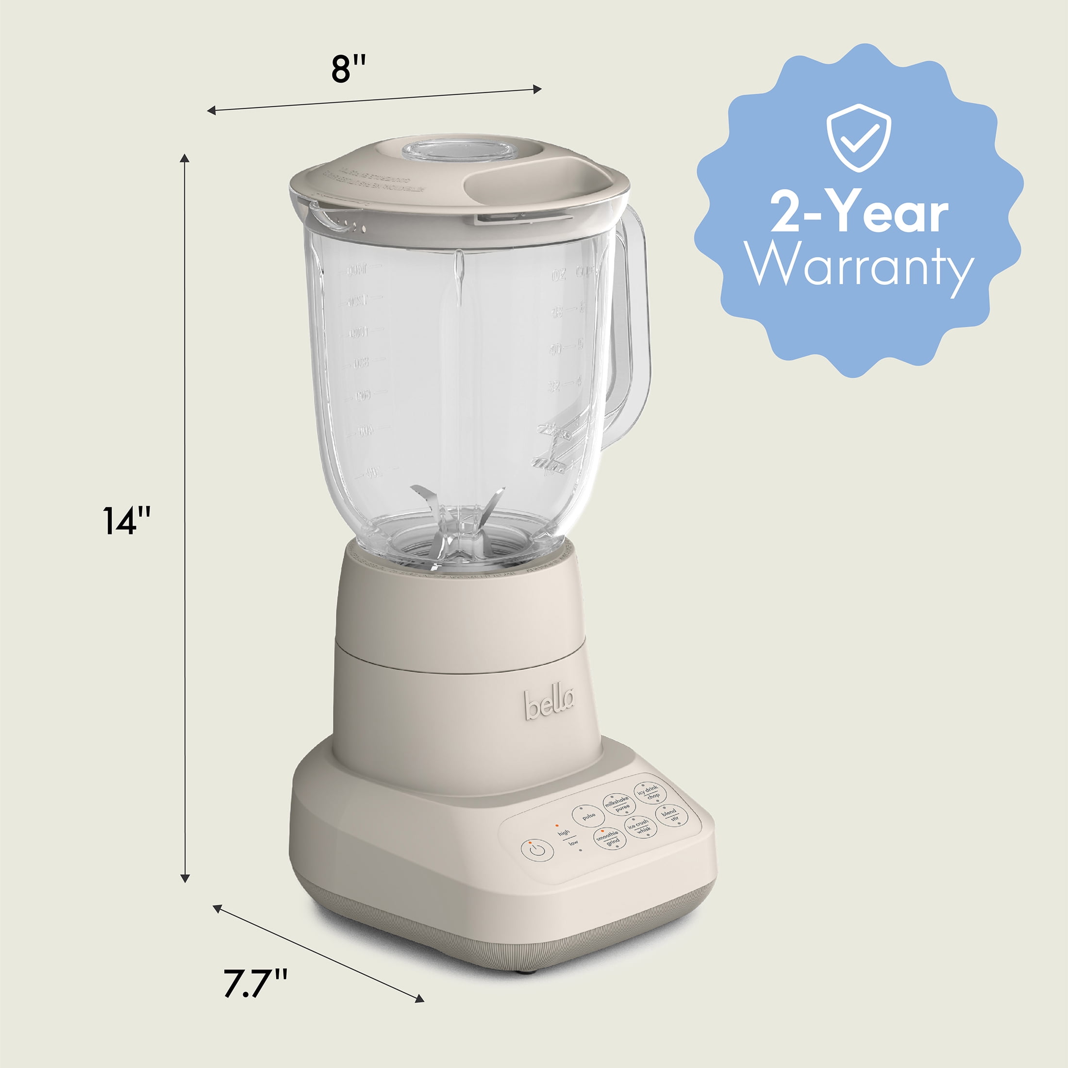 bella 10 Speed Countertop Blender, 48 oz Dishwasher Safe Pitcher, Juicer & Smoothie Maker with Fits-Anywhere™ Slim Flip & Store Design, Stainless Steel Blade, Oatmilk