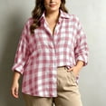 thumbnail image 6 of Warop Plaid Shirt for Women Fall Long Sleeve Blouses Button Down Lapel Tops Business Dressy Casual Work Outfits Clothes, 6 of 9