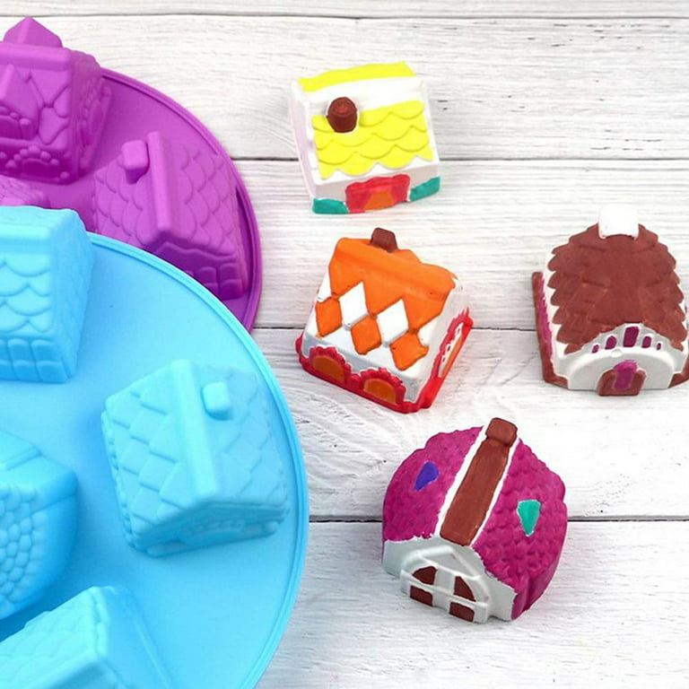 6 Cavity Gingerbread House Shape Molds Food Grade Silicone Molds Ice-cream  Cakes