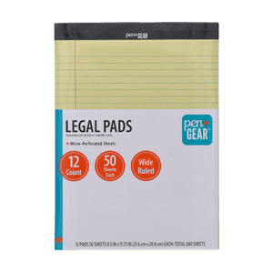 Pen+Gear Legal Pads 8.5x11 Canary, 50 Sheets, 12-Pack