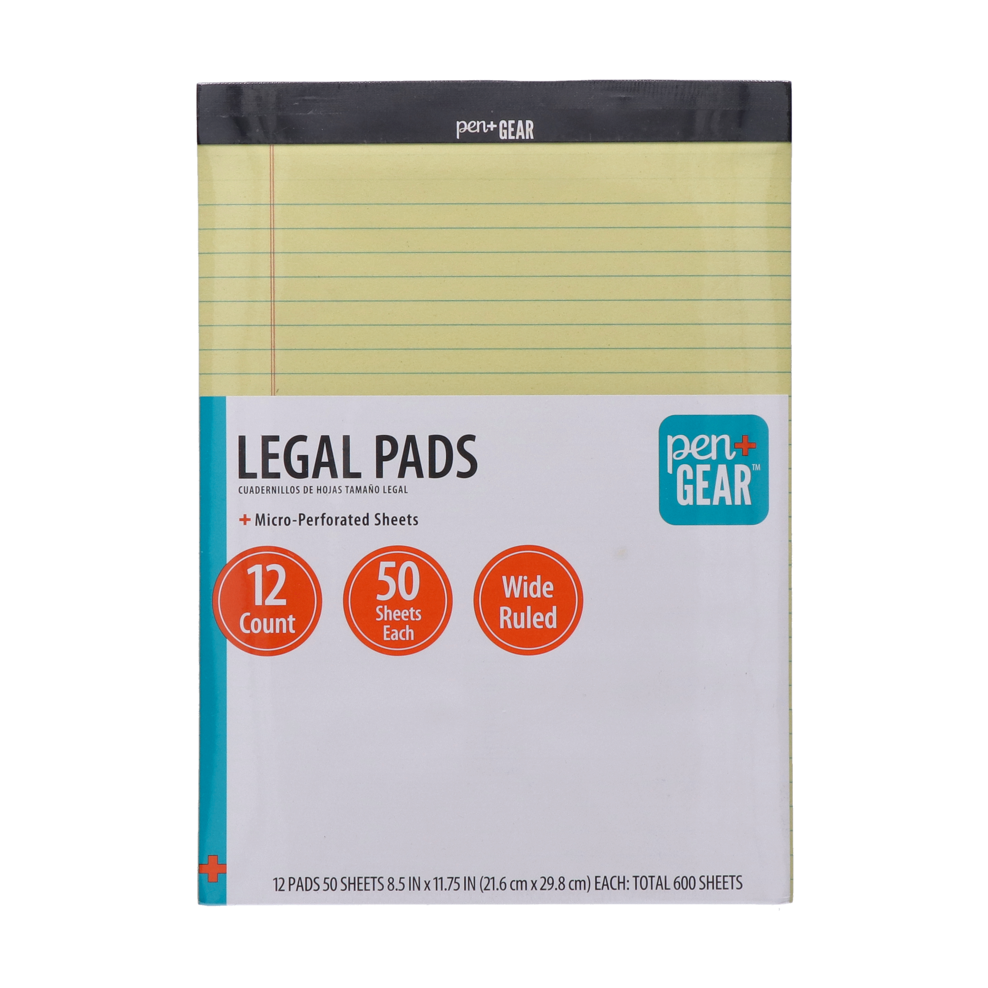 Pen+Gear Legal Pads 8.5x11 Canary, 50 Sheets, 12-Pack