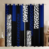 Castle Fairy Boys Girls Animal Zebra Leopard Print Blackout Curtains Set of 2 (52x84 Each),Abstract Geometric Rectangle Stripes Window Curtains,Black Blue Curtains and Drapes,Breathable Home Decor