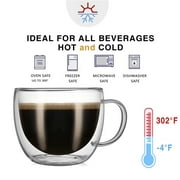 CnGlass Doubled Walled Coffee Glass Mugs 8.1oz/240ml,Clear Coffee Mug Set of 4, Insulated Glass Mug with Handle