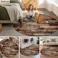 thumbnail image 6 of Western Barn Door Round Area Rugs Collection 8', Vintage Farmhouses Wooden Door Brown Non Slip Indoor Circular Throw Runner Rug Floor Mat Carpet for Living Room Dining Table Bedroom Nursery, 6 of 9