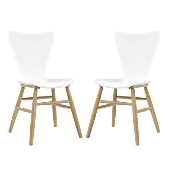 Modern Contemporary Urban Design Dining Kitchen Room Side Chair, Set of Two, Wood, White