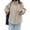 Beige, variant on Womens Loose Crop Pea Coat Wool Blend Short Overcoat Casual Stand Collar Winter Outerwear